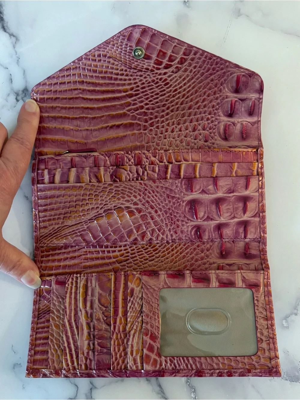 Brahmin Veronica Rouge Blush Leather Envelope Full Size Wallet